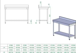 Edelstahl Arbeitstisch Breite 1200x700 mm mit Aufkantung, Grundboden