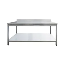 Edelstahl Arbeitstisch Breite 800x600 mm mit Aufkantung, Grundboden