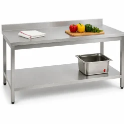 Edelstahl Arbeitstisch Breite 1000x700 mm mit Aufkantung, Grundboden