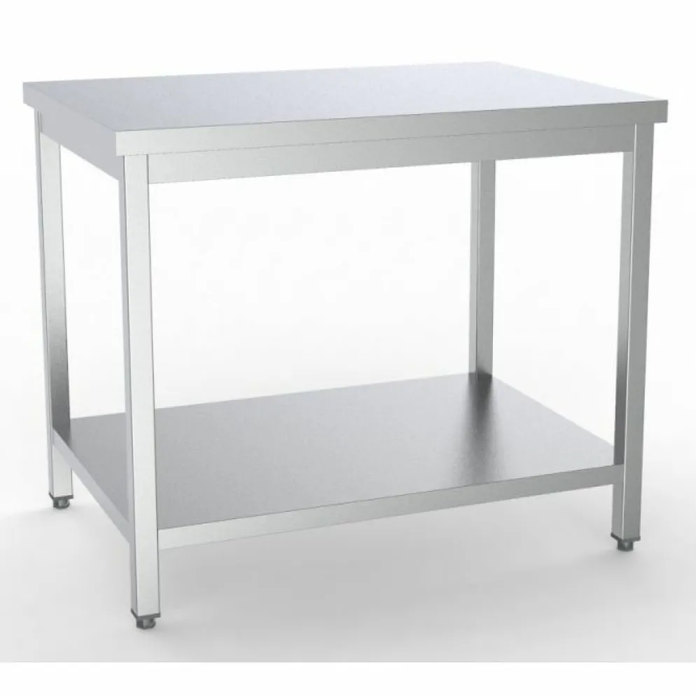 Edelstahl Arbeitstisch 1600x600x850mm mit Grundboden, Selbstmontage