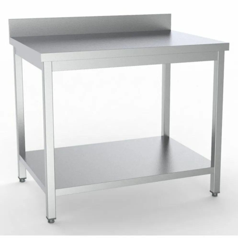 Edelstahl Arbeitstisch 1600x600x850mm mit Grundboden und Aufkantung