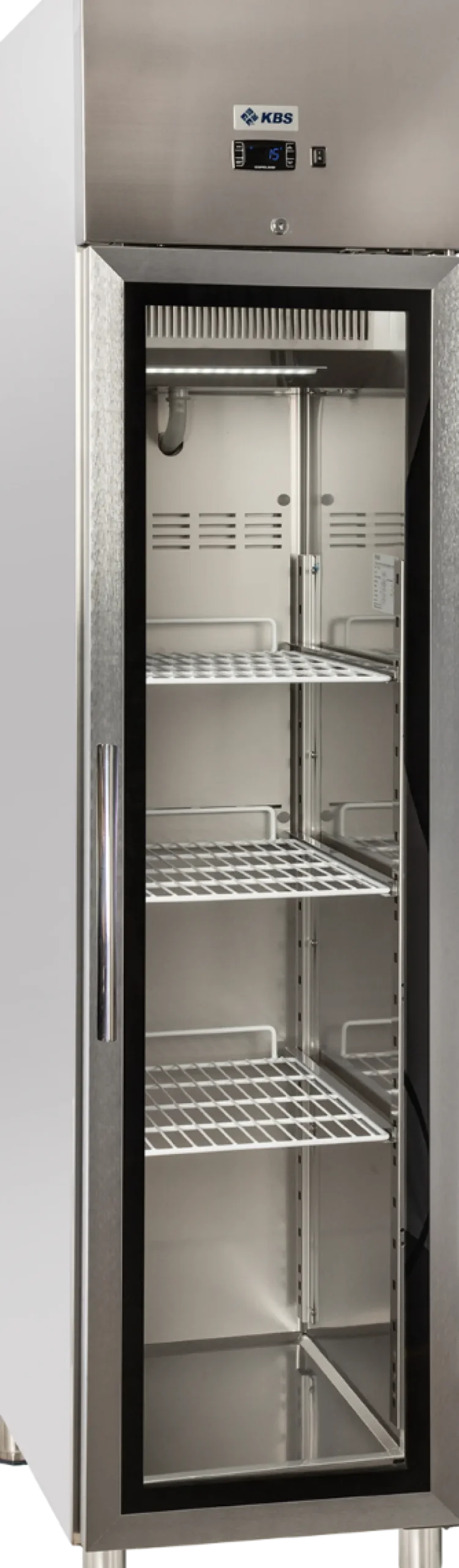 Edelstahl Gewerbekühlschrank mit Glastür KU 356 G