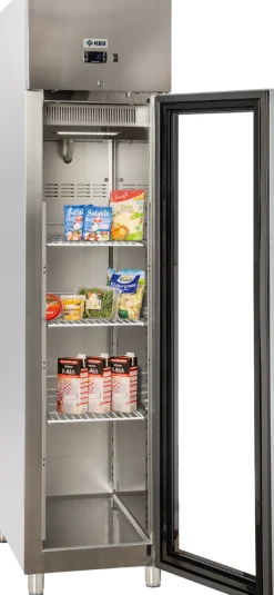 Edelstahl Gewerbekühlschrank mit Glastür KU 356 G