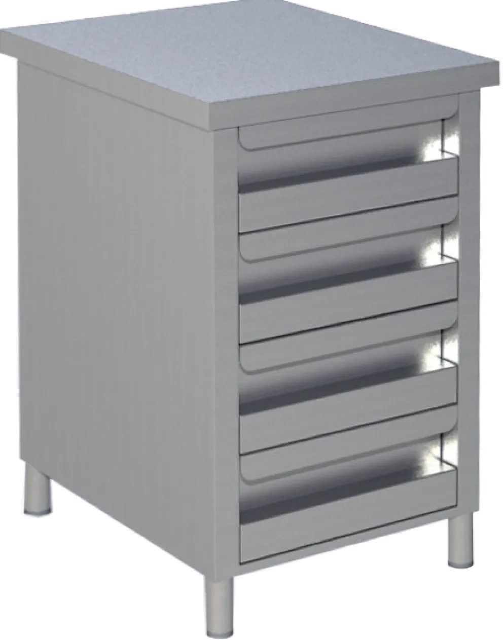 Edelstahl Schubladenschrank 4 Schubladen BxT 50x70cm
