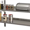 Edelstahl Wandbord 2 Böden mit Aufkantung 1400 x 400 mm