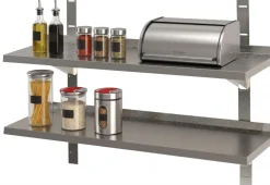 Edelstahl Wandbord 2 Böden mit Aufkantung 2000 x 300 mm