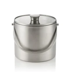Eiseimer, mit Zange, Ø 18,5 cm, Höhe 20,5 cm, 3 Liter, mit Glasdeckel, Chromnickelstahl 18/10, Glas