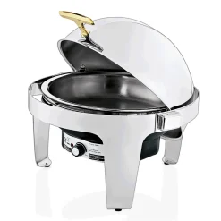 Elektro Chafing Dish mit Roll Top Deckel, 6,8 ltr., Ø 39,5 cm, Chromnickelstahl