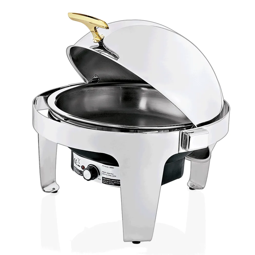Elektro Chafing Dish mit Roll Top Deckel, 6,8 ltr., Ø 39,5 cm, Chromnickelstahl