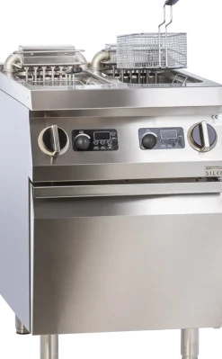 Elektro-Fritteuse 2 Becken je 10 Liter Standgerät 18kW mit Hebeheizung