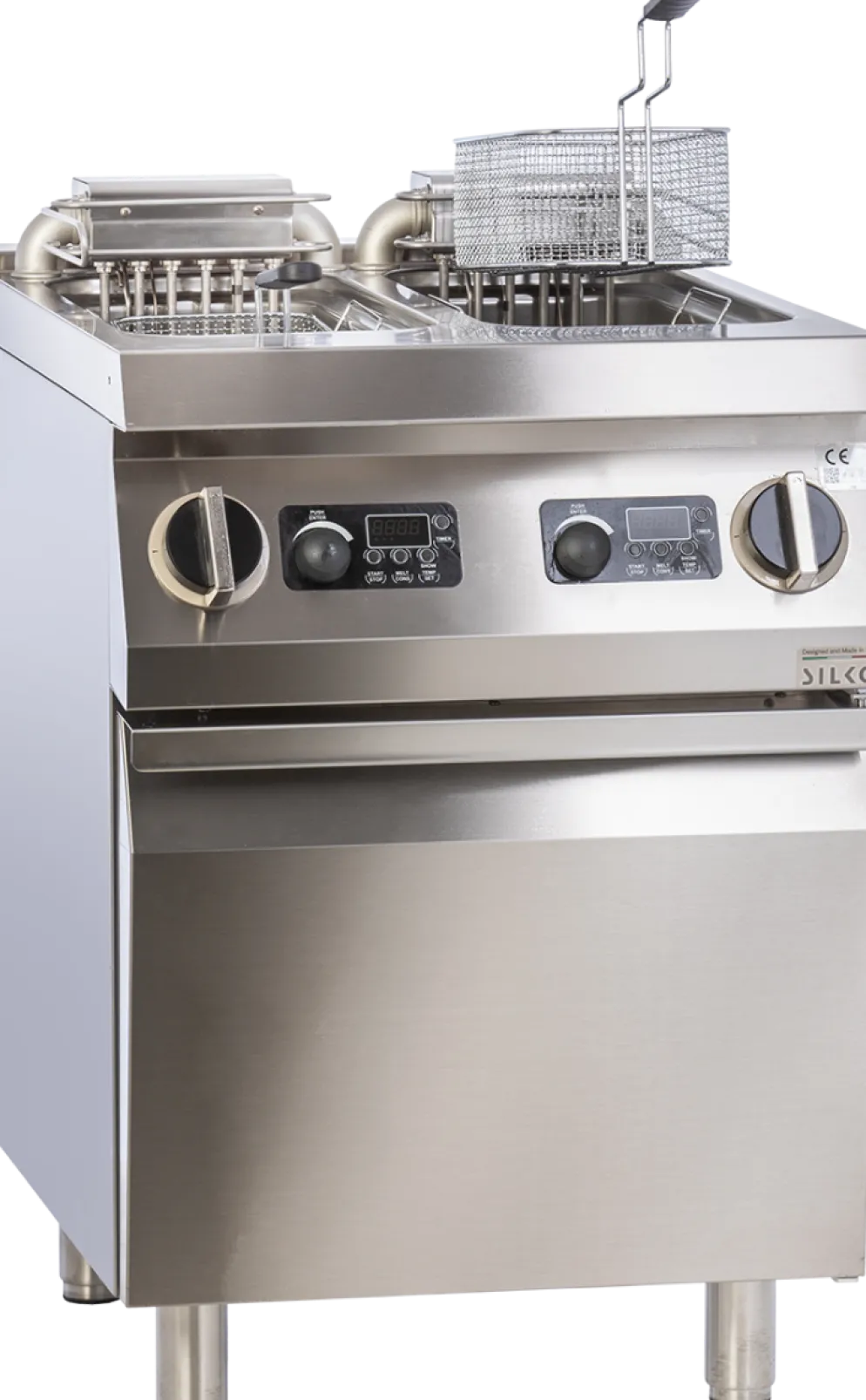 Elektro-Fritteuse 2 Becken je 10 Liter Standgerät 18kW mit Hebeheizung