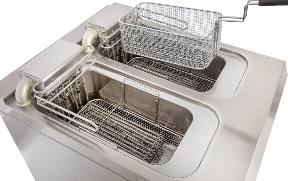 Elektro-Fritteuse 2 Becken je 10 Liter Standgerät 18kW mit Hebeheizung