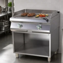 Elektro-Grillplatte FTHR-780E mit Unterbau glatt/gerillt, 9 kW