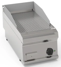 Elektro-Grillplatte gerillt hartverchromt – 1 Heizzone Tischgerät Edelstahl