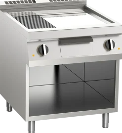 Elektro-Grillplatte geteilt verchromt – 2 Heizzonen 10,8 kW mit offenem Unterbau