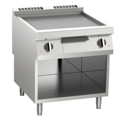 Elektro-Grillplatte glatt Edelstahl – 2 Heizzonen 10,8 kW mit offenem Unterbau