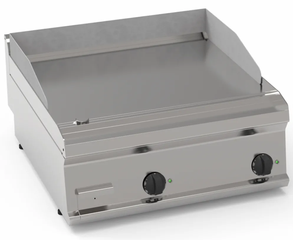 Elektro-Grillplatte glatt hartverchromt – 2 Heizzonen Tischgerät Edelstahl