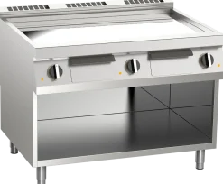 Elektro-Grillplatte glatt verchromt – 22,5 kW, 3 Heizzonen, mit offenem Unterbau