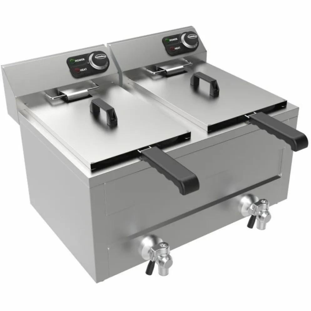 Elektro Tischfriteuse 2×8 L, 2×3 kW Edelstahl