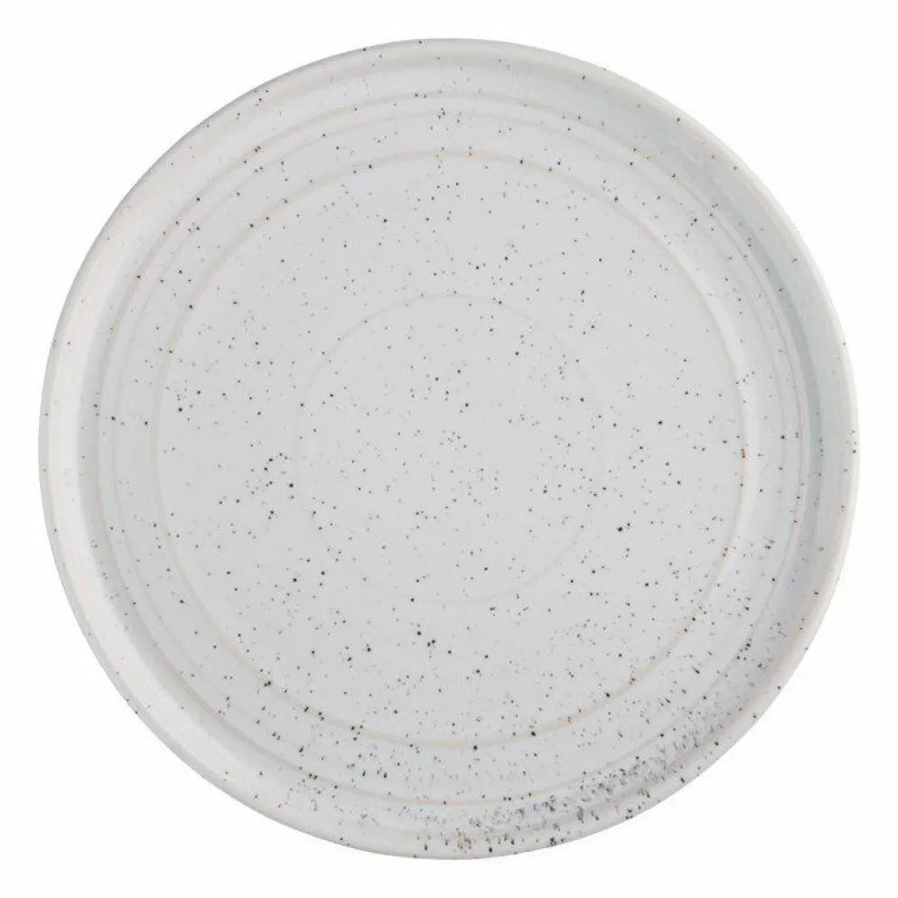 Flache runde Teller Olympia Cavolo weiß gesprenkelt Ø-22cm (6 Stück)