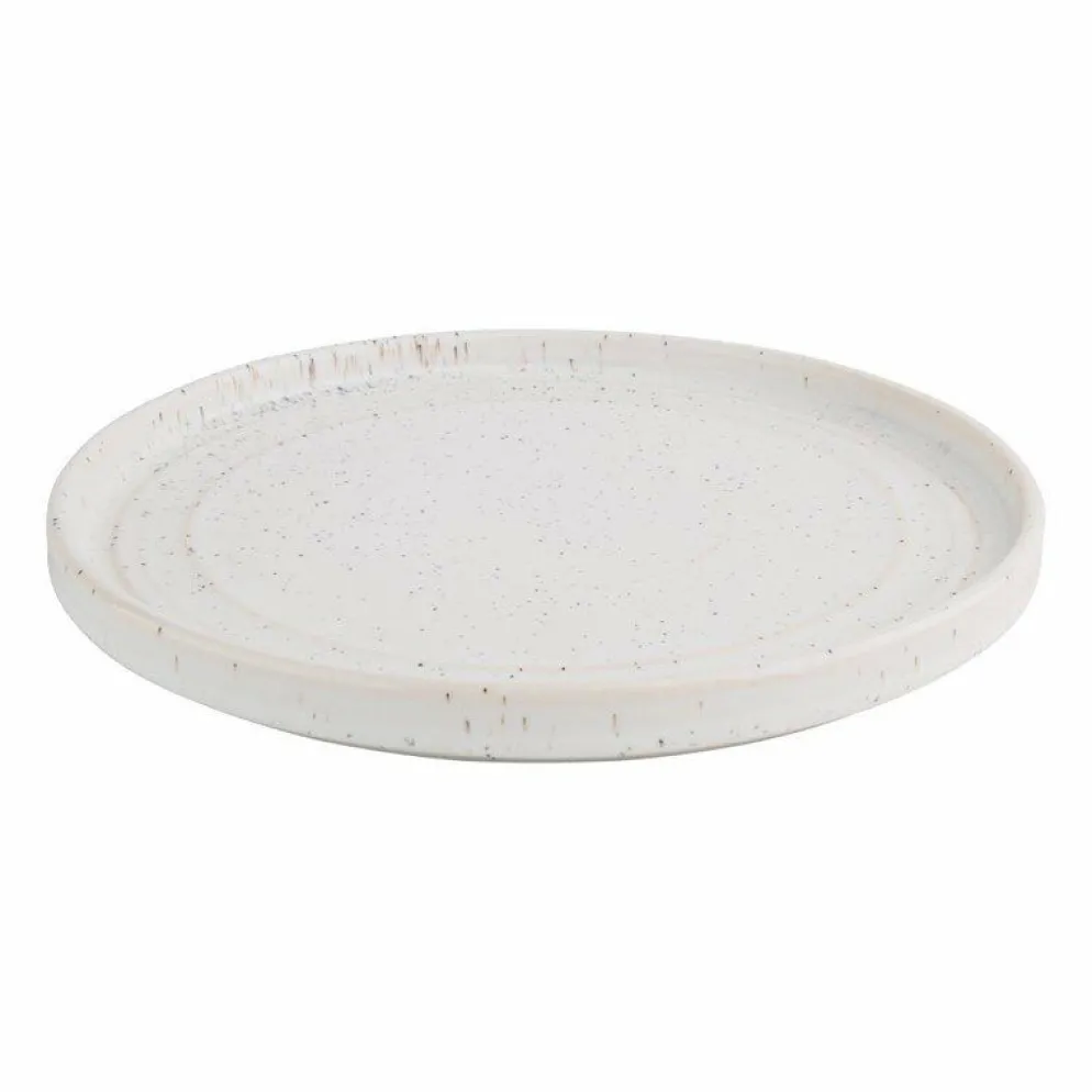 Flache runde Teller Olympia Cavolo weiß gesprenkelt Ø-22cm (6 Stück)