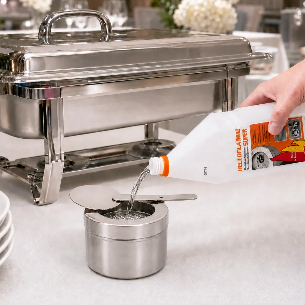 (12 Flaschen) Helloflamm Brennflüssigkeit für Chafing-Dish-Brenndosen