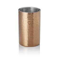 Flaschenkühler, Ø 12 cm, Höhe 19 cm, gehämmert, titanium gold, doppelwandig, Chromnickelstahl, PVD Beschichtung