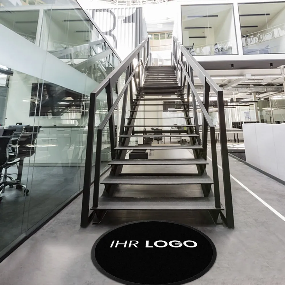 Fussmatte dark mit Logo, rund Ø 100cm