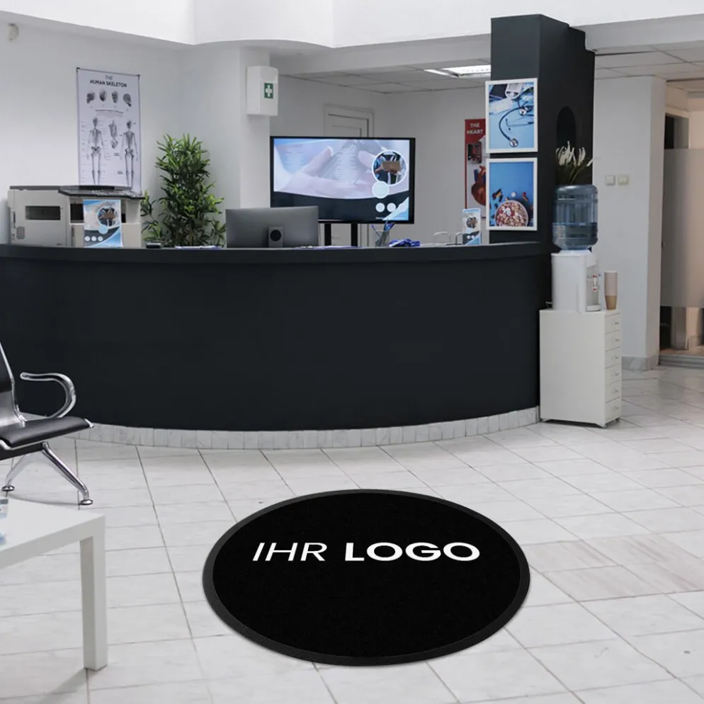 Fussmatte dark mit Logo, rund Ø 100cm