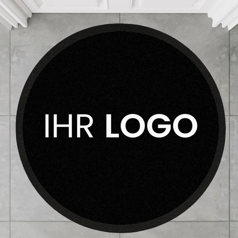 Fussmatte dark mit Logo, rund Ø 100cm