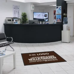 Fussmatte Willkommen braun mehrsprachig mit Logo, 80x120cm