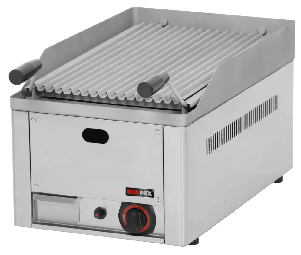 Gas Lavasteingrill RED600 1 Heizzone 6,5 kW, Grillfläche gerillt, Breite 330mm