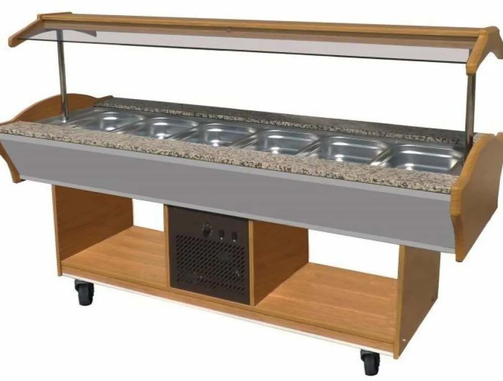 Gastro Buffet Salatbar für 6x GN1/1, 2200 x 900 x 850 / 1350 mm