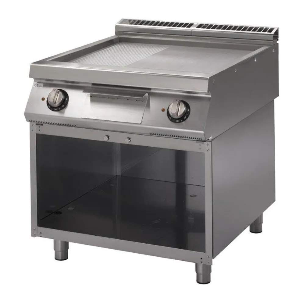 Gastro M elektro Grillplatte glatt&gerillt verchromt, 800x700x850mm, 10,8kW