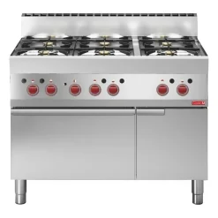 Gastro M Gasherd 6 Brenner mit Ofen, 1100x650x850mm, 37,2kW