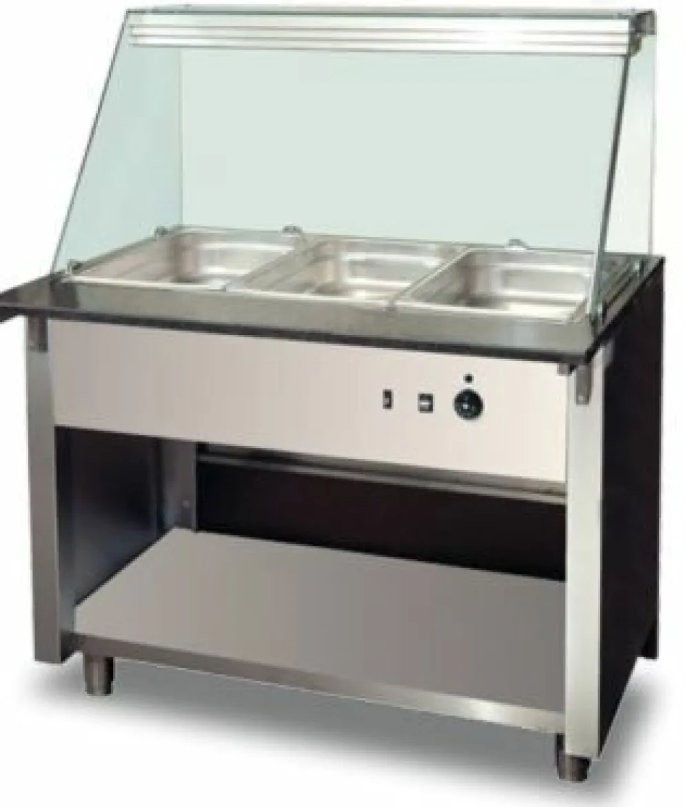 Gastronomie Bain-Marie warme Theke, Holzfront für 3x GN 1/1, 1070x800x1350 mm