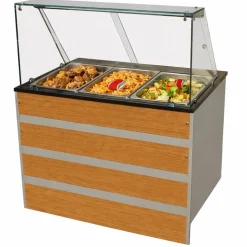 Gastronomie Bain-Marie warme Theke, Holzfront für 3x GN 1/1, 1070x800x1350 mm