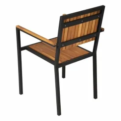 Gastronomie Stuhl Holli Stahl- und Akazienholz mit Armlehne, 55x53x86cm