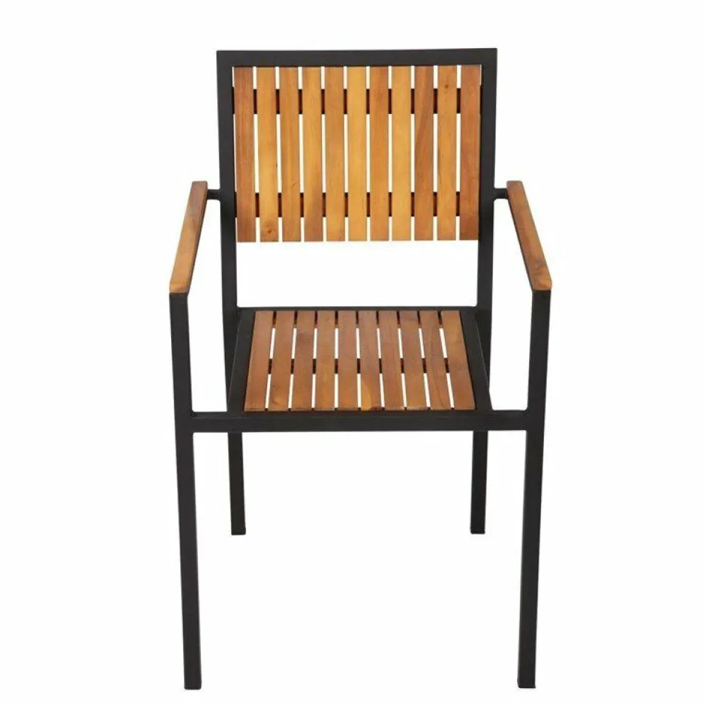 Gastronomie Stuhl Holli Stahl- und Akazienholz mit Armlehne, 55x53x86cm