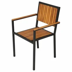 Gastronomie Stuhl Holli Stahl- und Akazienholz mit Armlehne, 55x53x86cm