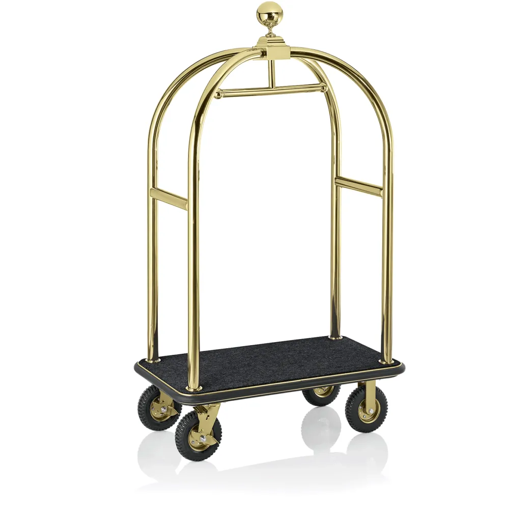 Gepäckwagen DRIFT, 112 x 60 x 190 cm, titanium gold, schwarzer Teppich