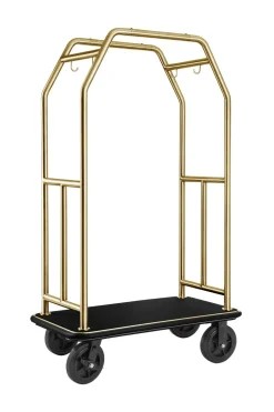 Gepäckwagen TRAVELLER, 112 x 60 x 185 cm, gold, schwarzer Teppich