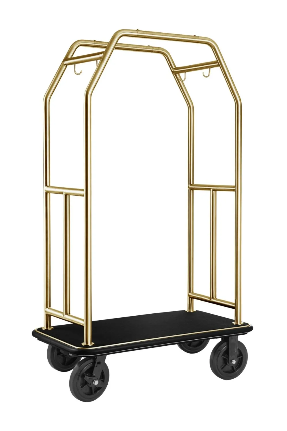 Gepäckwagen TRAVELLER, 112 x 60 x 185 cm, gold, schwarzer Teppich