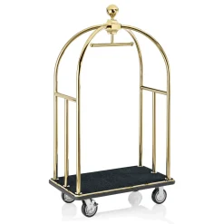 Gepäckwagen UNITY, 112 x 60 x 185 cm, goldfarben, schwarzer Teppich