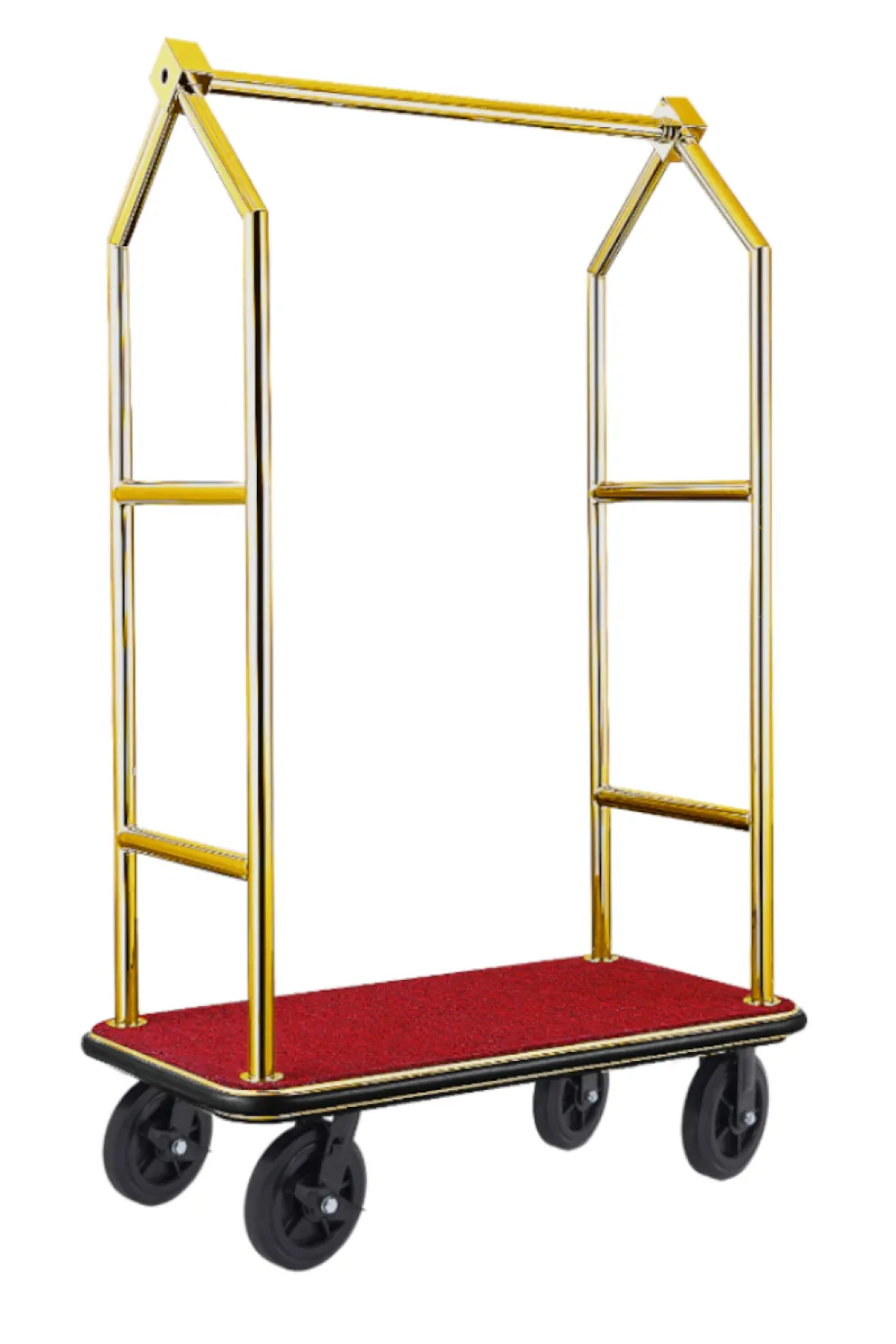 Gepäckwagen VOYAGER, 112 x 65 x 190 cm, titanium gold, roter Teppich