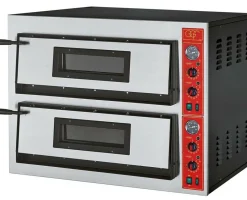GGF Profi Pizzaofen Vollschamott 2 Backkammern, 12 kW für 8x Ø36cm Pizzen
