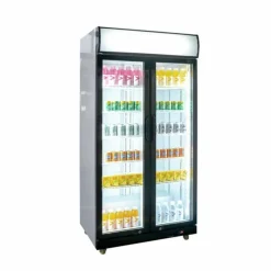 Glastür-Kühlschrank mit Werbedisplay 2 Flügeltüren 870 mm, 569 l