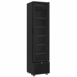 Glastür-Kühlschrank Schwarz 221L, 450x497x1881mm
