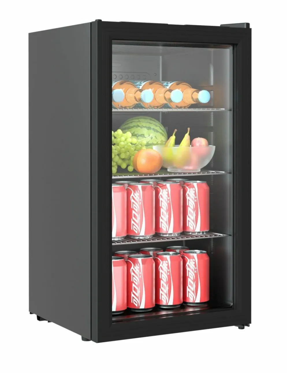 Glastür-Kühlschrank Tischmodell 80L, 474x440x840mm