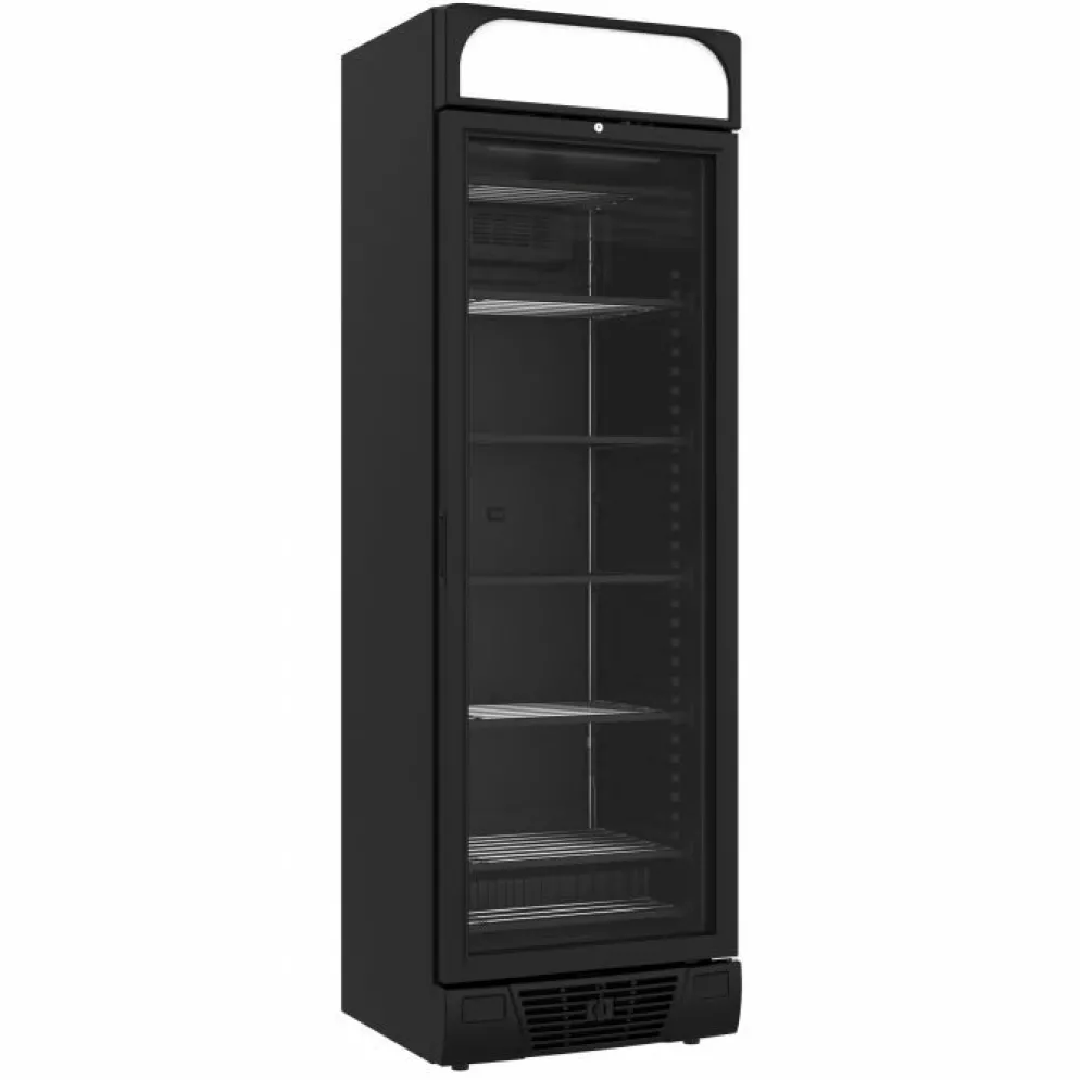 Glastür-Tiefkühlschrank Schwarz 382L, 640x670x2058mm